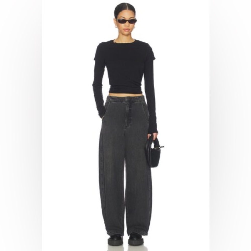 Nwt Pistola Charcoal black Lottie high‎ rise relaxed bowed leg Jeans